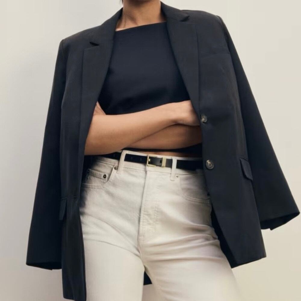 Everlane The Tencel Oversized Sports Coat Blazer Women's 10 Black Classic